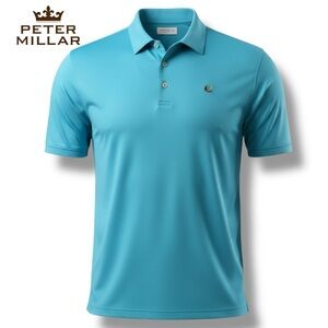 Peter Millar Men's Summer Comfort Reef Golf Polo Shirt Aqua Teal Blue | Size XL